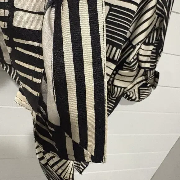 Ali Miles | Top Pullover Striped 3/4 Sleeves Black Tan Classic Work Wear Size 3x - Picture 10 of 12